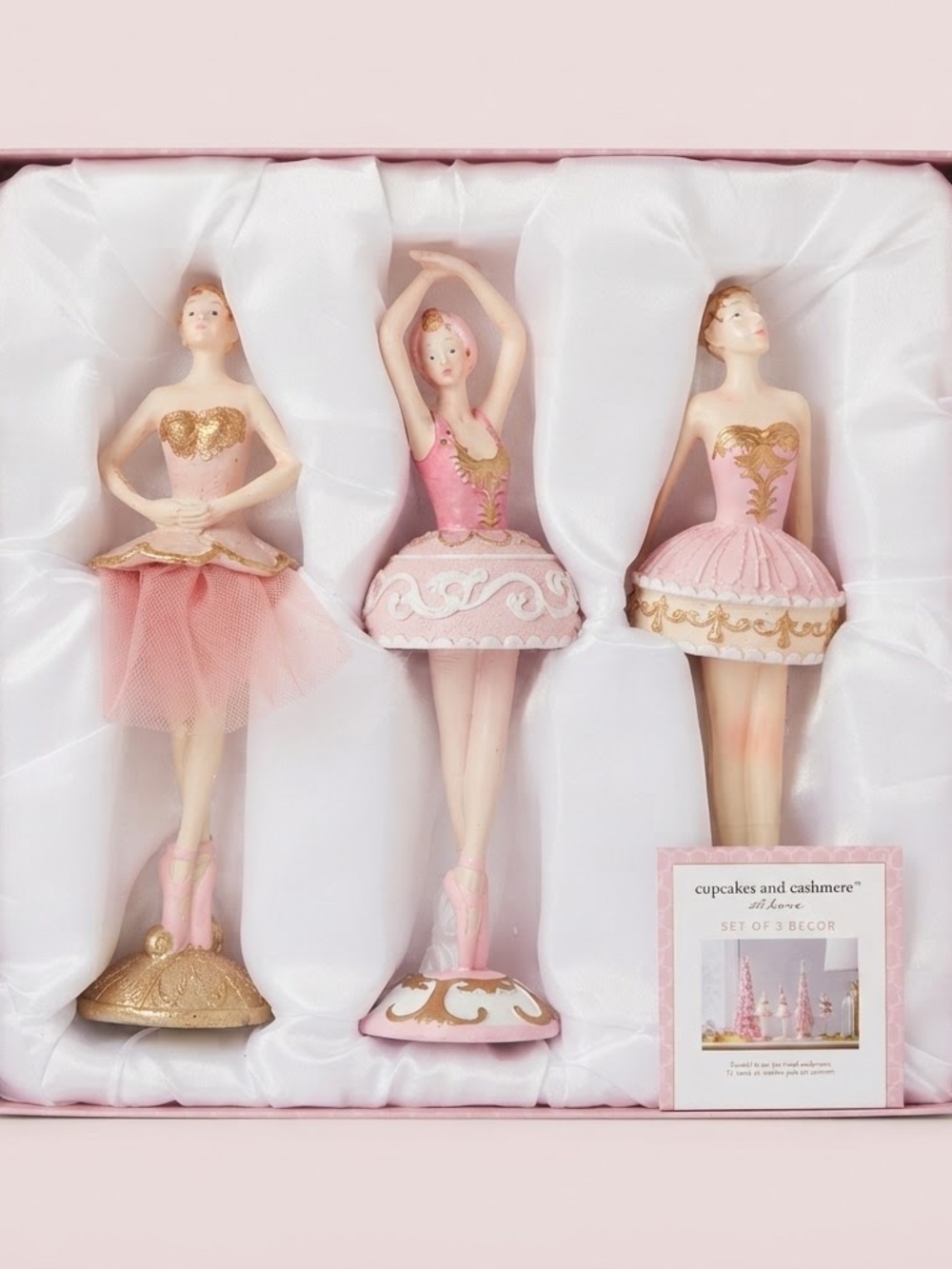 NWT cupcakes & cashmere Pink and Gold Holiday Tabletop Decor Set of 3